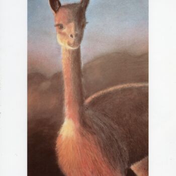 Pintura intitulada "Llama I drew in hig…" por Janel Bragg, Obras de arte originais, Aquarela