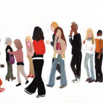 Painting titled "Museum Goers" by Janel Bragg, Original Artwork, Watercolor