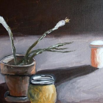 Painting titled "Still Life with Gre…" by Janel Bragg, Original Artwork