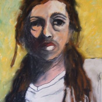Painting titled "Jesus in a White T-…" by Janel Bragg, Original Artwork, Oil