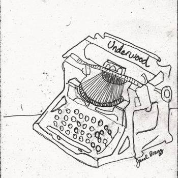 Malerei mit dem Titel "Antique Typewriter" von Janel Bragg, Original-Kunstwerk, Öl
