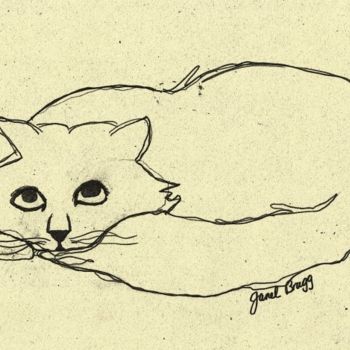 Картина под названием "Thomas the Cat" - Janel Bragg, Подлинное произведение искусства