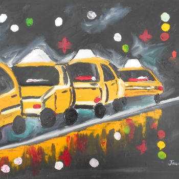 Schilderij getiteld "Rainy Park Avenue S…" door Janel Bragg, Origineel Kunstwerk, Olie