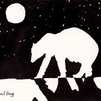 绘画 标题为“Polar Bear at Night…” 由Janel Bragg, 原创艺术品, 油