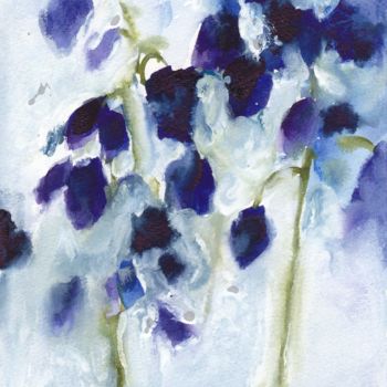 Painting titled "Harebells in Waterc…" by Janel Bragg, Original Artwork, Oil