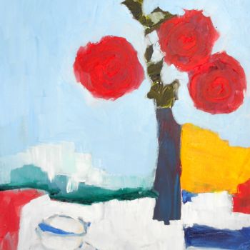 Peinture intitulée "Rose and Teacup Sti…" par Janel Bragg, Œuvre d'art originale, Huile
