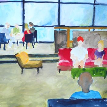 Painting titled "Hotel Lobby Abstract" by Janel Bragg, Original Artwork, Watercolor