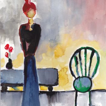 "Tall, Red-headed Wo…" başlıklı Tablo Janel Bragg tarafından, Orijinal sanat, Suluboya