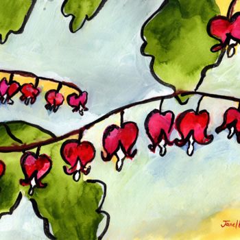 Pintura intitulada "Bleeding Hearts" por Janel Bragg, Obras de arte originais, Outro