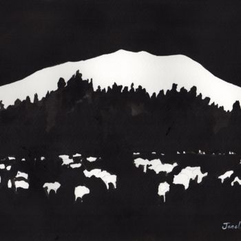 Malerei mit dem Titel "Double O Ranch in I…" von Janel Bragg, Original-Kunstwerk, Tinte
