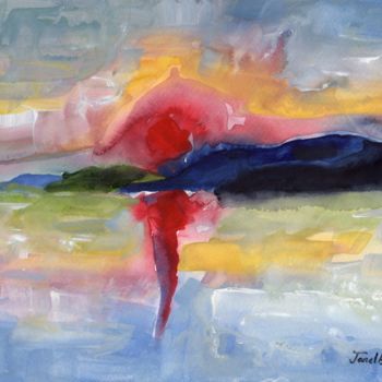 Peinture intitulée "San Juan Island Sun…" par Janel Bragg, Œuvre d'art originale, Aquarelle