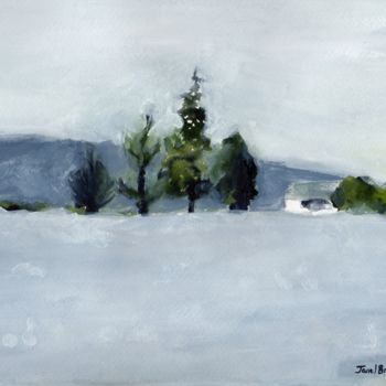 Peinture intitulée "Rain in the Skagit…" par Janel Bragg, Œuvre d'art originale, Aquarelle