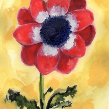 Malerei mit dem Titel "Windflower" von Janel Bragg, Original-Kunstwerk, Aquarell