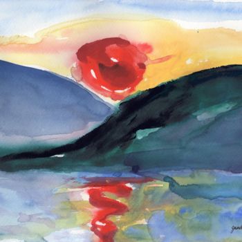 Peinture intitulée "San Juan Island Sun…" par Janel Bragg, Œuvre d'art originale, Aquarelle