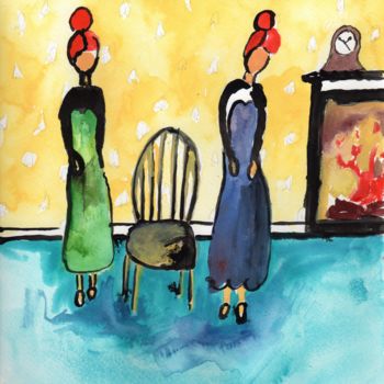 Painting titled "Musical Chairs" by Janel Bragg, Original Artwork, Ink
