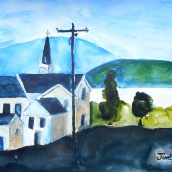 Painting titled "Anacortes at Dusk" by Janel Bragg, Original Artwork, Watercolor