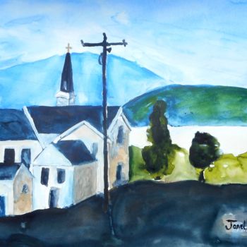 Peinture intitulée "Anacortes at Dusk" par Janel Bragg, Œuvre d'art originale, Aquarelle