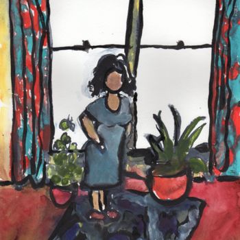 Painting titled "Merlinda" by Janel Bragg, Original Artwork, Watercolor