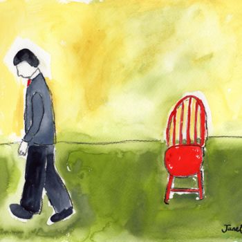 Painting titled "Man Walking out of…" by Janel Bragg, Original Artwork, Watercolor