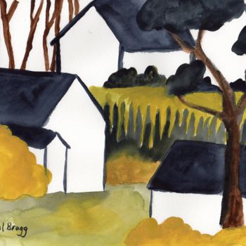 Painting titled "Houses on Third Str…" by Janel Bragg, Original Artwork, Watercolor