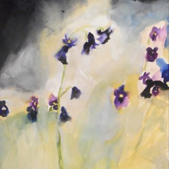 Painting titled "Bluebells and Pansi…" by Janel Bragg, Original Artwork, Watercolor