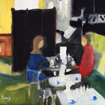 Pittura intitolato "Diners at Rockfish…" da Janel Bragg, Opera d'arte originale, Acquarello