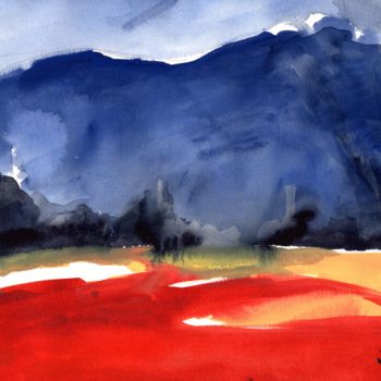 Malerei mit dem Titel "Skagit Flats II" von Janel Bragg, Original-Kunstwerk, Aquarell