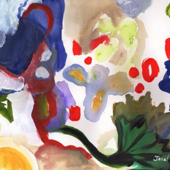 Peinture intitulée "Bouquet with Iris" par Janel Bragg, Œuvre d'art originale, Aquarelle