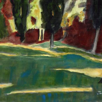 Pittura intitolato "Storvic Park at Dusk" da Janel Bragg, Opera d'arte originale, Acquarello