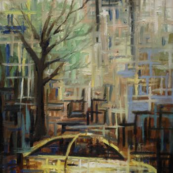 Painting titled "Fast City II" by Janel Bragg, Original Artwork, Oil