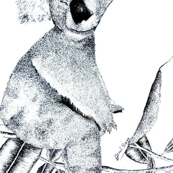Disegno intitolato "Sleeping Koala" da Janel Bragg, Opera d'arte originale, Inchiostro