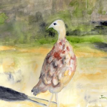 Картина под названием "Female Pheasant" - Janel Bragg, Подлинное произведение искусства, Акварель
