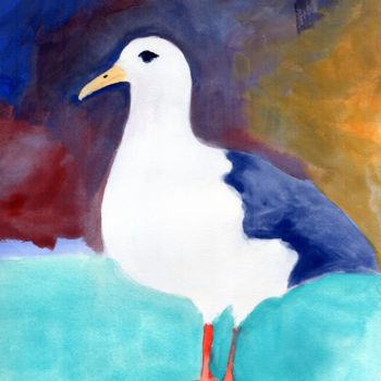 Peinture intitulée "Seagull from Anacor…" par Janel Bragg, Œuvre d'art originale, Autre