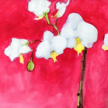 Schilderij getiteld "My Little Orchid" door Janel Bragg, Origineel Kunstwerk, Aquarel