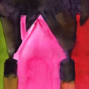 Painting titled "Colorful Houses at…" by Janel Bragg, Original Artwork, Watercolor