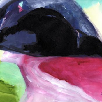 Peinture intitulée "Rosario Beach Abstr…" par Janel Bragg, Œuvre d'art originale, Encre