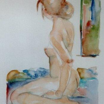 Painting titled "Seated nude figure…" by Janet Butler, Original Artwork, Oil