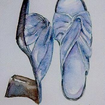 Painting titled "Blue Shoes" by Janet Butler, Original Artwork