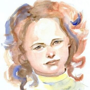 Ζωγραφική με τίτλο "Little Irish Redhead" από Janet Butler, Αυθεντικά έργα τέχνης