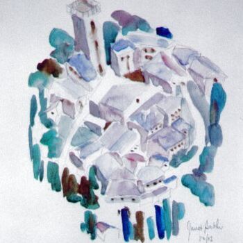 Pittura intitolato "Gargonza, Italy" da Janet Butler, Opera d'arte originale