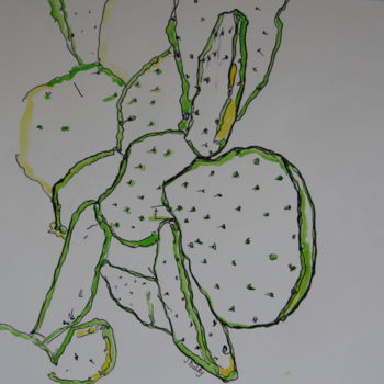 Ζωγραφική με τίτλο "Cactus 2" από Janet Daldy, Αυθεντικά έργα τέχνης