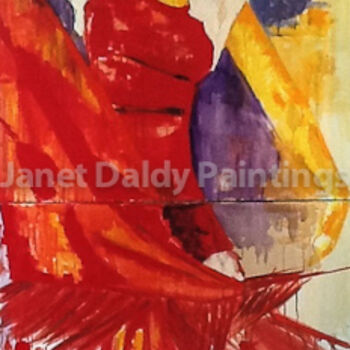 Schilderij getiteld "La danseuse de Flam…" door Janet Daldy, Origineel Kunstwerk, Olie