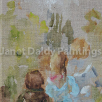 Pintura intitulada "Les Enfants dans le…" por Janet Daldy, Obras de arte originais, Óleo