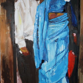 Ζωγραφική με τίτλο "indian-couple.jpg" από Janet Daldy, Αυθεντικά έργα τέχνης, Λάδι