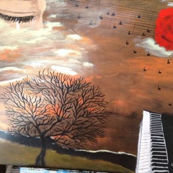 Painting titled "Le piano pleure" by Janiebiso, Original Artwork