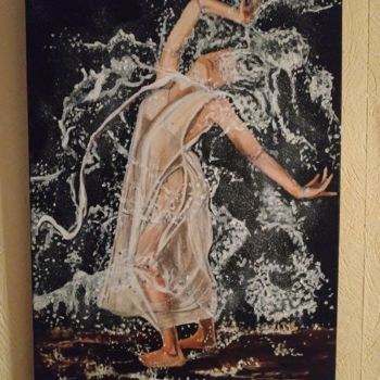 Painting titled "Danse avec l'eau 1" by Janie Marty-Rozet, Original Artwork, Oil