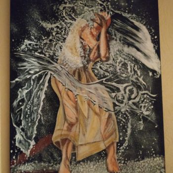 Painting titled "Danse avec l'eau 2" by Janie Marty-Rozet, Original Artwork, Oil