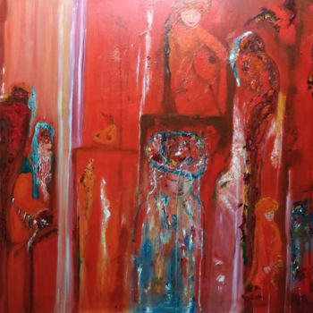 Pittura intitolato "Mariage en rouge" da Janie Marty-Rozet, Opera d'arte originale, Olio