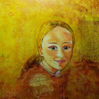 Malerei mit dem Titel "Jeune fille aux man…" von Janie Marty-Rozet, Original-Kunstwerk, Öl