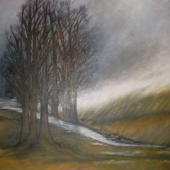 Pintura intitulada "L'automne à la camp…" por Janina Bouland, Obras de arte originais, Óleo